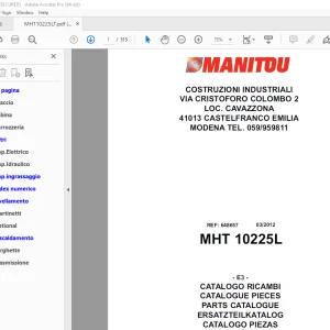 Manitou Forklift MHT 10225L Parts Manual - PDF DOWNLOAD