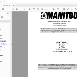Manitou Forklift MHT860 L Tier III Engine Parts Manual - PDF DOWNLOAD
