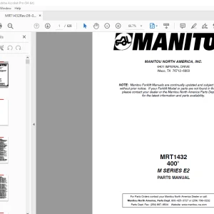 Manitou Forklift MRT1432 400° M SERIES E2 Parts Manual PDF