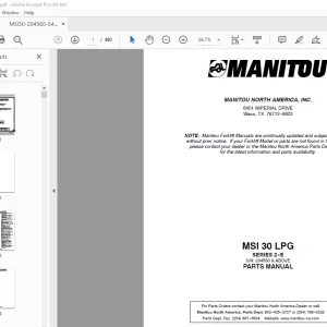 Manitou Forklift MSI 30 LPG SERIES 2-E Parts Manual - PDF DOWNLOAD