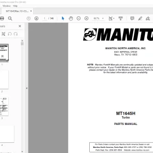 Manitou Forklift MT1645H Turbo Parts Manual PDF