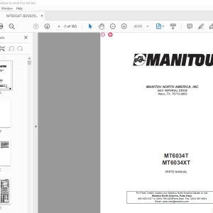 Manitou Forklift MT6034T MT6034XT Parts Manual - PDF DOWNLOAD