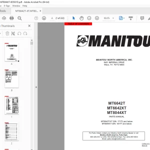 Manitou Forklift MT6642T MT6642XT MT8044XT Parts Manual PDF