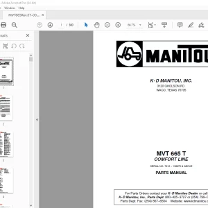 Manitou Forklift MVT 665 T COMFORT LINE Parts Manual PDF