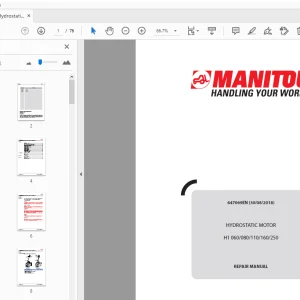 Manitou Hydrostatic Motor H1 060-080-110-160-250 Repair Manual - PDF