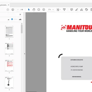 Manitou Hydrostatic Pump H1 045-053-060-068 Repair Manual - PDF