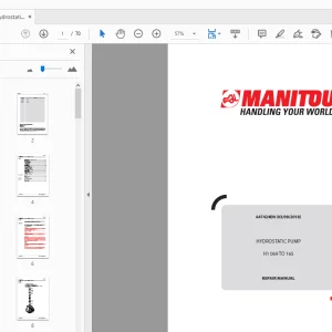 Manitou Hydrostatic Pump H1 069 TO 165 Repair Manual - PDF