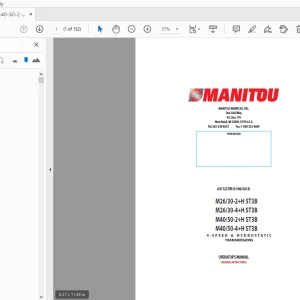 Manitou M26 30-2+H ST3B M26 30-4+H ST3B M40 50-2+H ST3B M40 50-4+H ST3B OPERATOR’S MANUAL - PDF