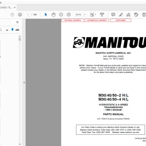 Manitou M30/40/50-2 H/L M30/40/50-4 H/L TIER II ENGINE PARTS MANUAL - PDF