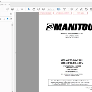 Manitou Forklift M30/40/50/60-2 H/L M30/40/50/60-4 H/L PARTS MANUAL - PDF