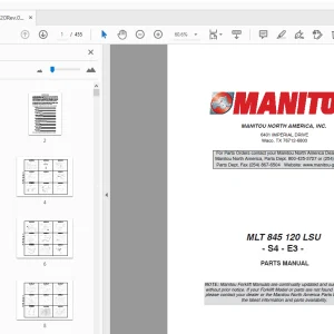 Manitou MLT 845 120 LSU S4 - E3 PARTS MANUAL - PDF DOWNLOAD