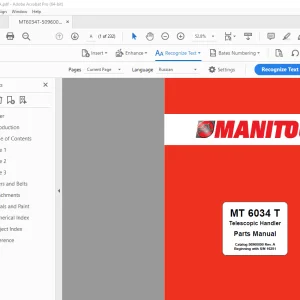 Manitou MT 6034 T Telescopic Handler Parts Manual PDF