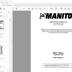 Manitou MVT 1230 L COMFORT LINE Parts Manual - PDF DOWNLOAD