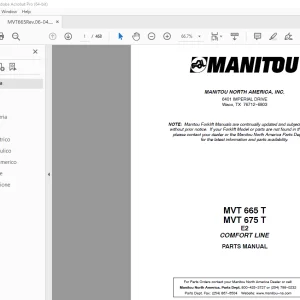 Manitou MVT 665 T MVT 675 T E2 COMFORT LINE Parts Manual PDF