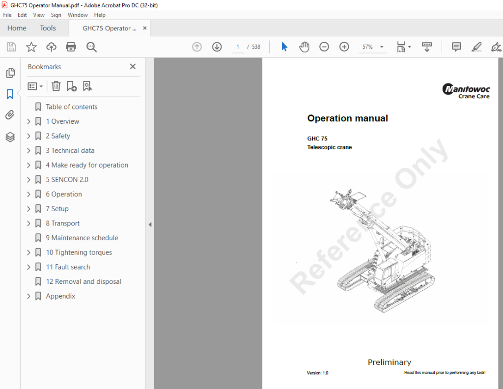 Manitowoc Crane Care GHC 75 Telescopic crane Operation manual ...