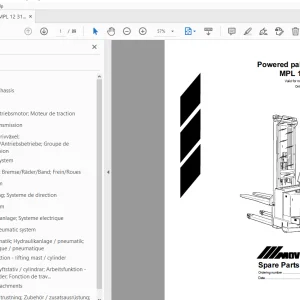 Movit MPL10/MPL12 Powered pallet stacker parts Manual 319481AM - PDF