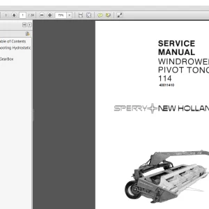 New Holland 114 Windrower Pivot Tongue Service Manual - PDF DOWNLOAD