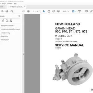 New Holland Grain Head 960 970 971 972 973 Service Manual PDF