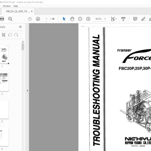 Nichiyu Forcea Forklift FBC20P,25P,30P-70 Troubleshooting Manual PDF
