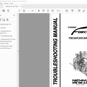 Nichiyu Forcea Forklift FBC20P,25P,30P-70 Troubleshooting Manual PDF