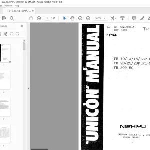 Nichiyu Forklift FB 10/14/15/18P.PL-50 FB 20/25/28P.PL-50 FB З0Р-50 Service Manual PDF