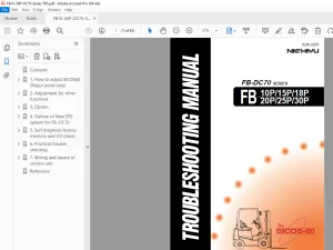 Nichiyu Forklift FB-DC70 SERIES FB 10P/15P/18P/20P/25P/30P Troubleshooting Manual PDF