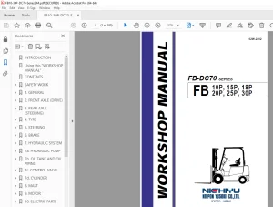 Nichiyu Forklift FB-DC70 SERIES FB 10P, 15P, 18P 20P, 25P, 30P Workshop Manual PDF
