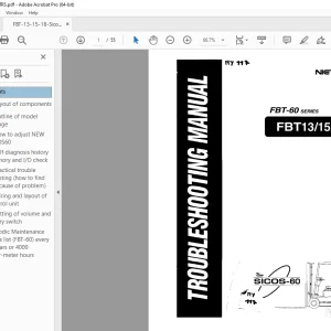 Nichiyu Forklift FBT-60 Series FBT13/15/18 Troubleshooting Manual PDF
