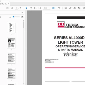TEREX SERIES AL4000D1 LIGHT TOWER OPERATION/SERVICE & PARTS MANUAL - PDF