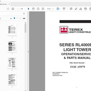 TEREX SERIES RL4000D1 LIGHT TOWER OPERATIONSERVICE & PARTS MANUAL - PDF