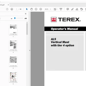Terex AL5 Vertical Mast with tier 4 option Operator's Manual - PDF
