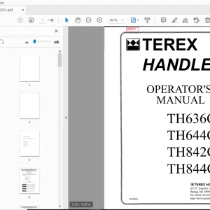 Terex Handlers TH636C TH644C TH842C TH844C Operator's Manual - PDF