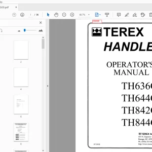 Terex Handlers TH636C TH644C TH842C TH844C Operator's Manual - PDF