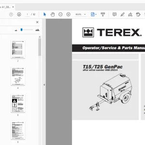 Terex T15/T25 GenPac Operator/Service & Parts Manual 833006 - PDF