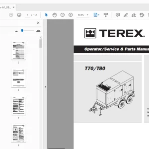 Terex T70/T80 Operator/Service & Parts Manual - PDF DOWNLOAD