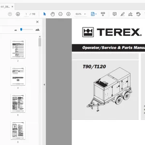 Terex T90/T120 Operator/Service & Parts Manual 833016 - PDF