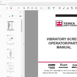 Terex Vibratory Screed Operator Parts Manual - PDF DOWNLOAD