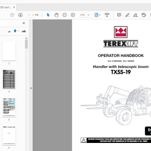Terexlift Handler with telescopic boom TX55-19 Operator Manual - PDF