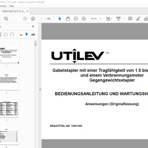 UTILEV 1.5 bis 3. 5 Tonnen und einem Gegengewichtsstapler BEDIENUNGSANLEITUNG PDF