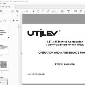 UTILEV 1.5T-3.5T Internal Combustion Forklift Truck Operation Manual PDF