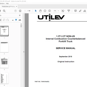 UTILEV 1.5T-3.5T NON-US Internal Combustion Forklift Truck Service Manual PDF