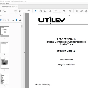 UTILEV 1.5T-3.5T NON-US Internal Combustion Forklift Truck Service Manual PDF