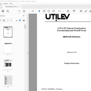 UTILEV 2.0T-3.5T Internal Combustion Counterbalanced Forklift Truck Service Manual PDF