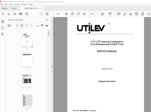 UTILEV 2.0T-3.5T Internal Combustion Forklift Truck Service Manual PDF