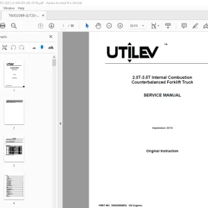 UTILEV 2.0T-3.5T Internal Combustion Forklift Truck Service Manual PDF