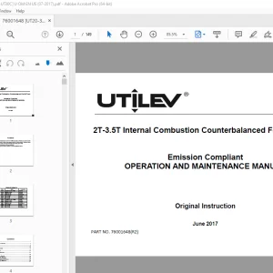 UTILEV 2T-3.5T Internal Combustion Forklift Truck Operation Manual PDF