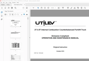 UTILEV 2T 3.5T Internal Combustion Forklift Truck Operation Manual PDF