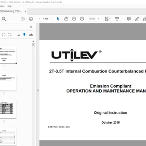 UTILEV 2T 3.5T Internal Combustion Forklift Truck Operation Manual PDF