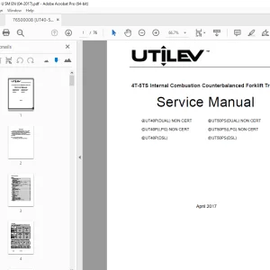 UTILEV 4T-5TS Internal Combustion Counterbalanced Forklift Trucks Service Manual PDF