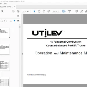 UTILEV 4t-7t Internal Combustion Forklift Trucks Operation Manual PDF